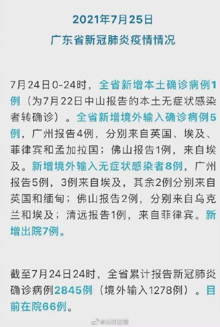 广东新增本土无症状1例/广东新增本土无症状5例