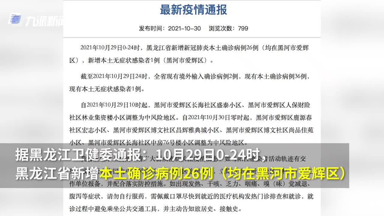 【黑龙江黑河现1例确诊,黑龙江黑河确诊疫情最新消息】