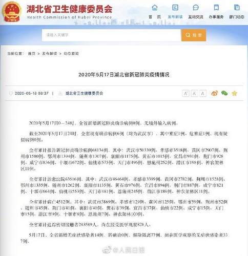 湖北新增本土无症状11例/湖北新增1例无症状感染者