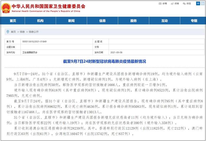 31省份新增33例确诊其中本土19例(31省份新增确诊21例本土1例)
