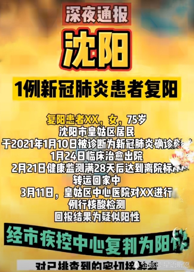 沈阳1例新冠肺炎患者复阳/沈阳一例新型冠状病毒复阳