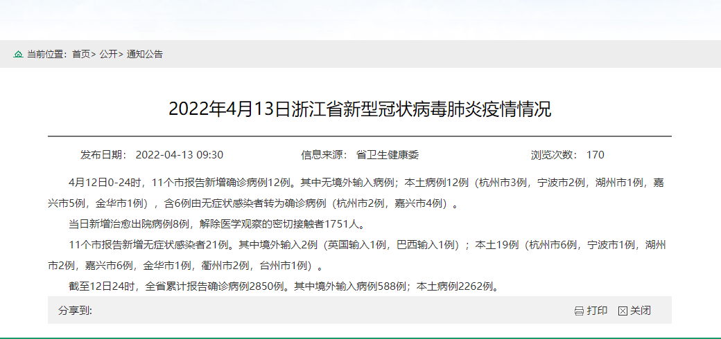 浙江新增31例本土确诊病例(31省区市新增55例确诊病例,浙江新增1例本土病例)