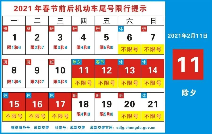春节限号2021最新限号时间(春节限号限行吗)