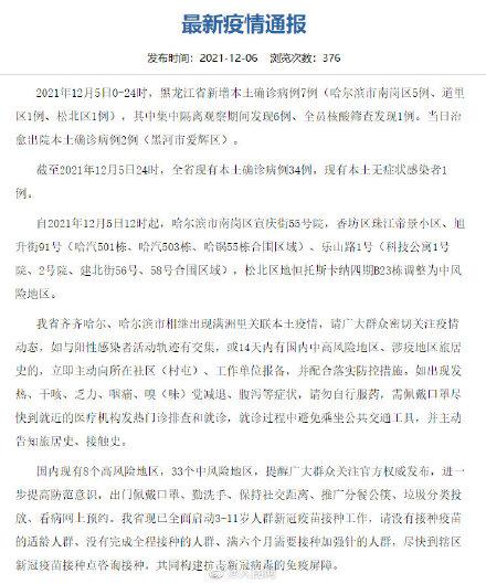 【黑龙江新增本土确诊27例,黑龙江新增本土7例详情报告】