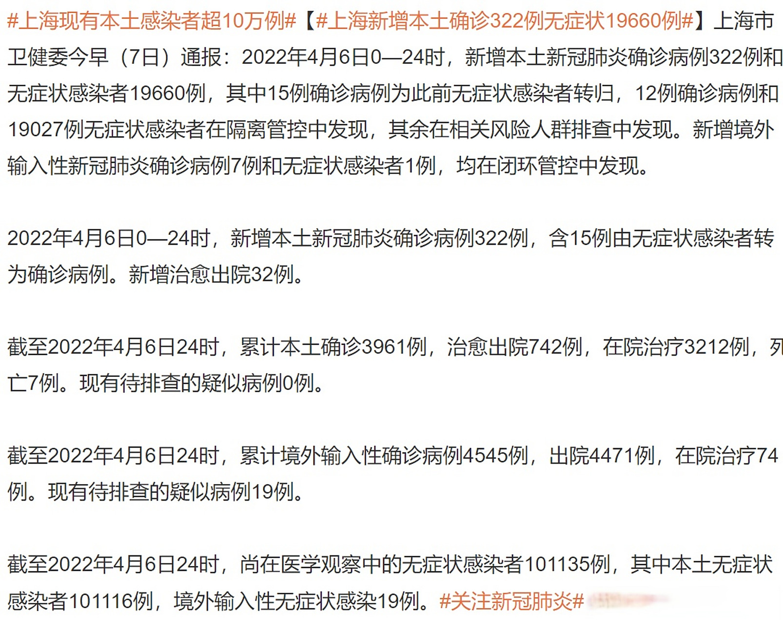 上海市新增本土确诊322例(上海新增5本地确诊)