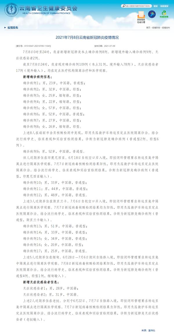 云南新增本土确诊病例7例(云南新增本土病例1例)