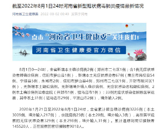 河南新增本土无症状53例/河南新增无症状1例