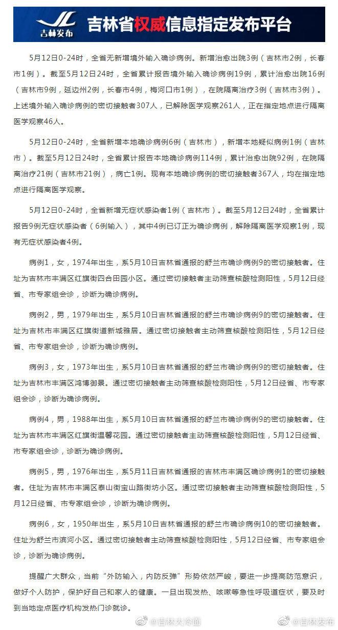 吉林省最新疫情消息汇总.吉林省最新疫情通告？
