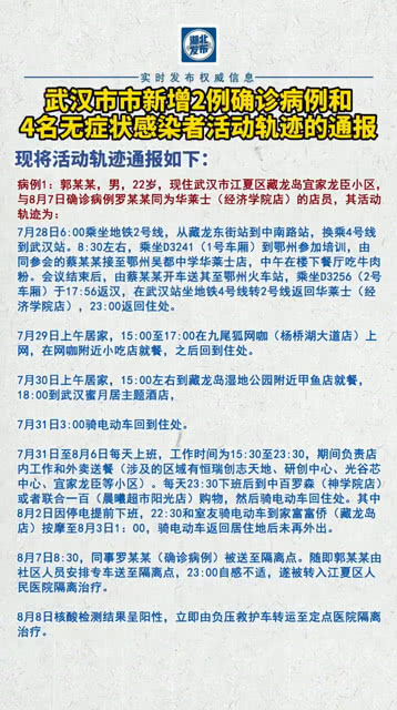 武汉新增4例本土确诊病例(武汉新增本土4例确诊轨迹)