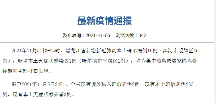 黑龙江新增本土确诊27例(黑龙江新增本土确诊27例 黑河25例)