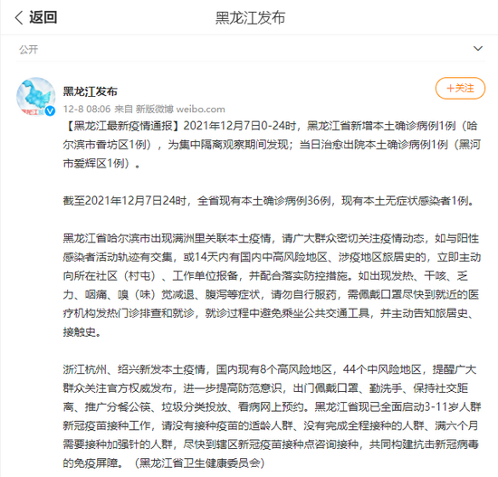 黑龙江新增本土确诊35例(黑龙江新增本土确诊病例3例活动轨迹)