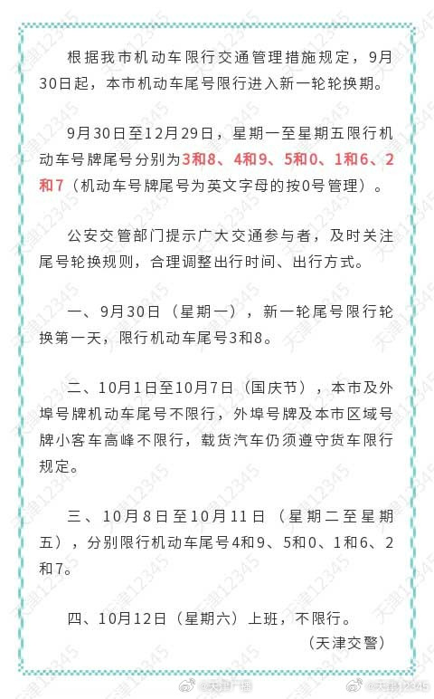 【天津限号,天津限号轮换】