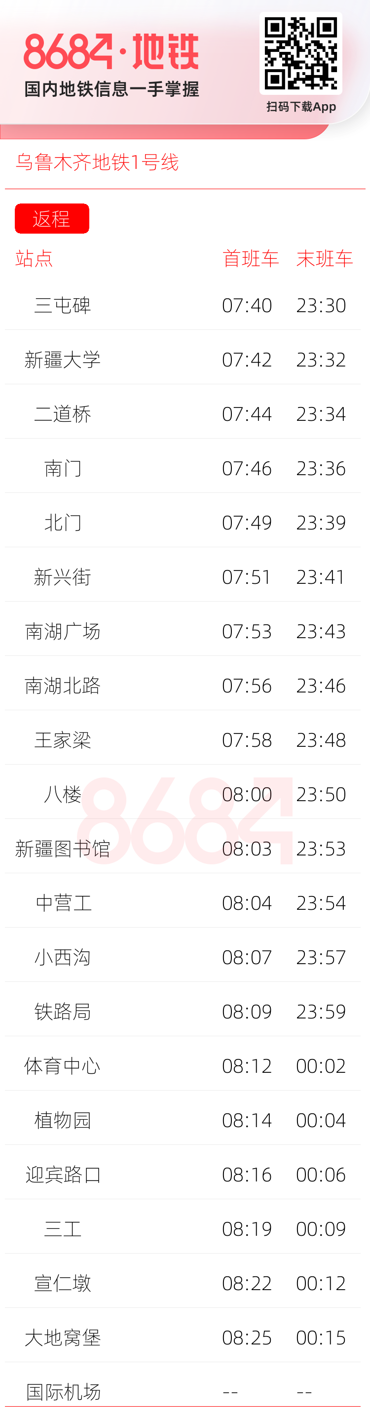 乌鲁木齐地铁1号线停运.乌鲁木齐地铁1号线营业时间？