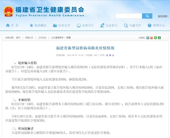 厦门新增本土确诊病例7例/厦门新增本土确诊11例 累计确诊222例
