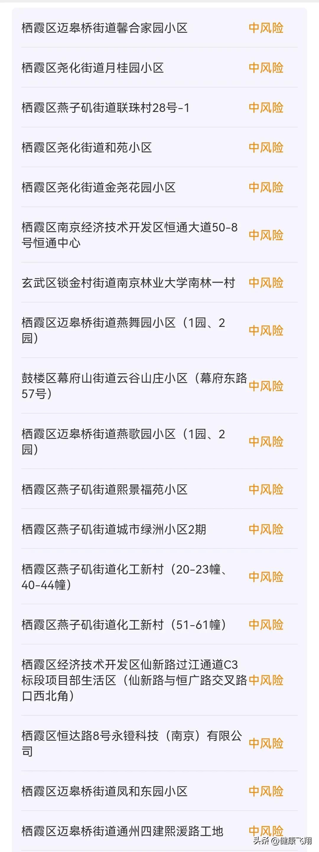 南京有4个高风险区25个中风险区/南京有哪几个高风险区