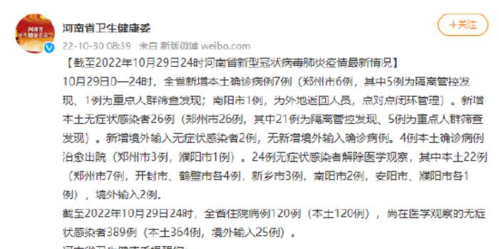 河南新增本土26例无症状10例/河南新增1例无症状感染者!活动轨迹公布!