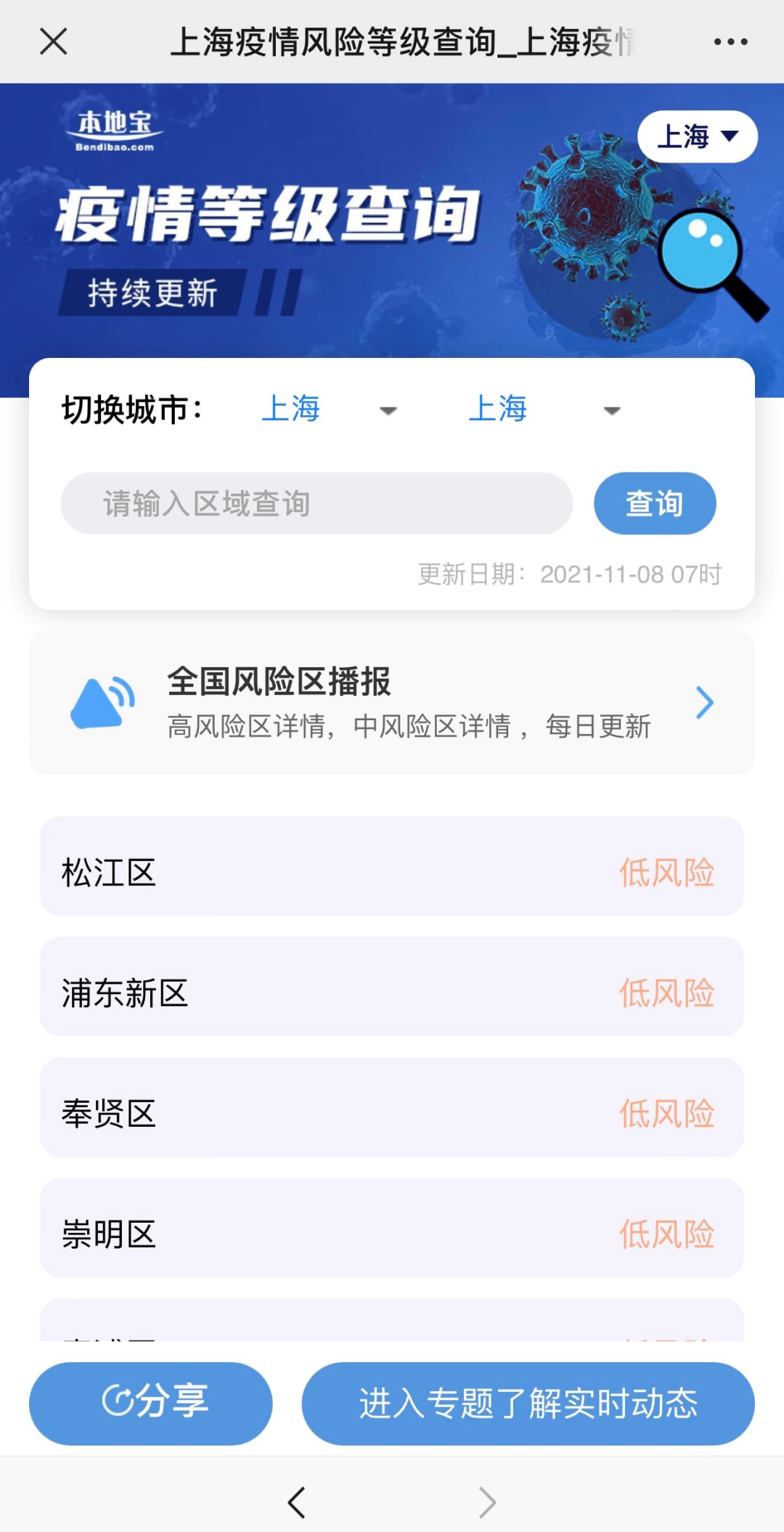 上海属于疫情什么风险地区(上海属于疫情的什么级别风险)