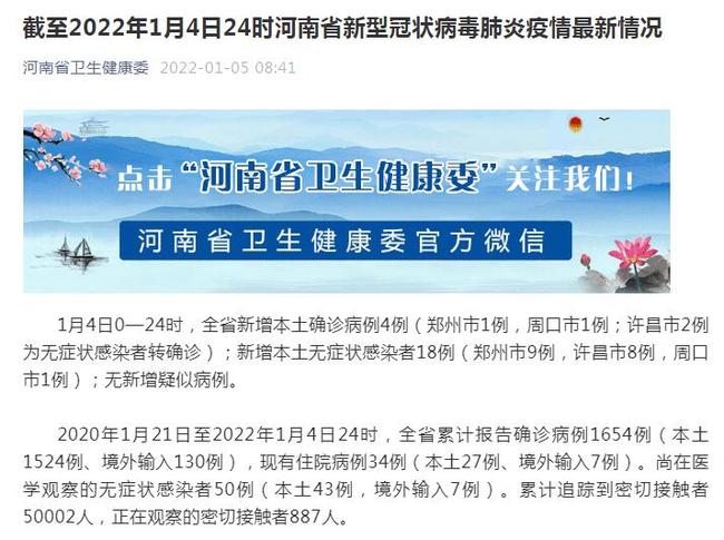 河南新增本土无症状4例其中郑州2例/河南新增无症状1例