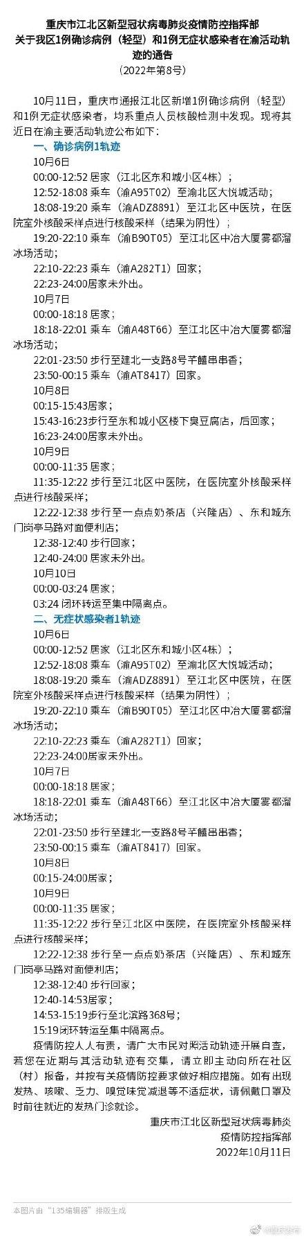 重庆市新增本土确诊4例(重庆市新增确诊病例活动轨迹)