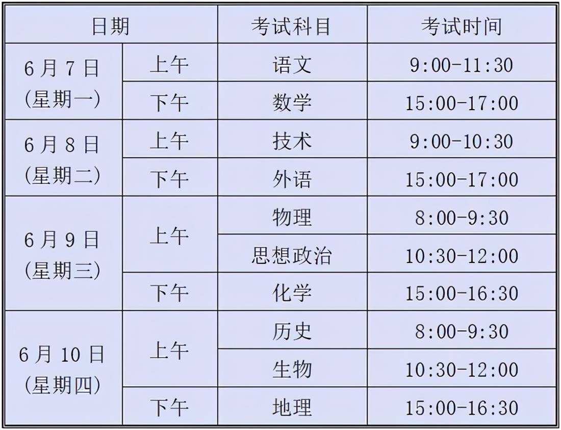 【高考的时间,高考的时间和科目安排】