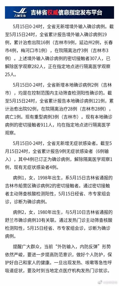 吉林省新增本土确诊46例(吉林省新增确诊病例67例)
