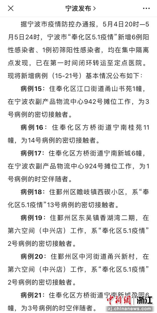 宁波新增6例阳性感染者/宁波新增6例阳性感染者是哪里的