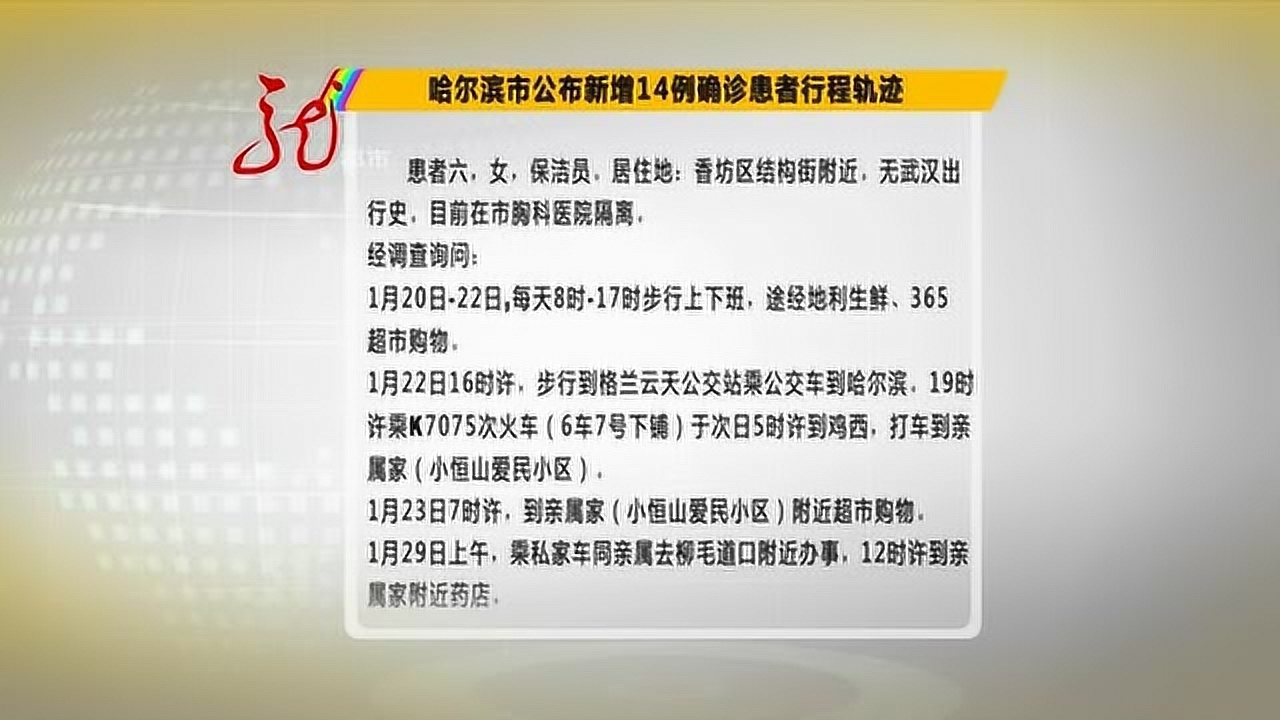 【哈尔滨新增病例轨迹涉超市	、公交车,哈尔滨新增病例路线】