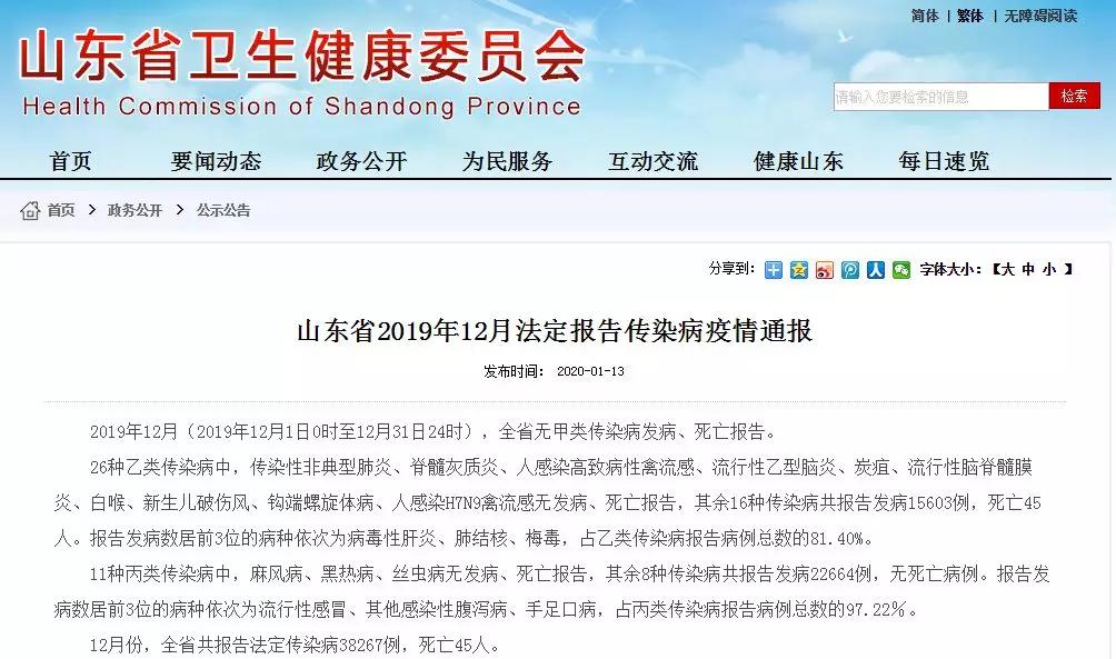 山东最新传染病疫情通报/山东最新传染病疫情通报数据