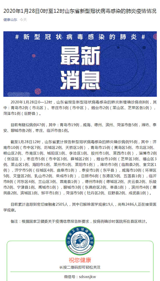 新型冠状病毒山东/新型冠状病毒山东最新情况