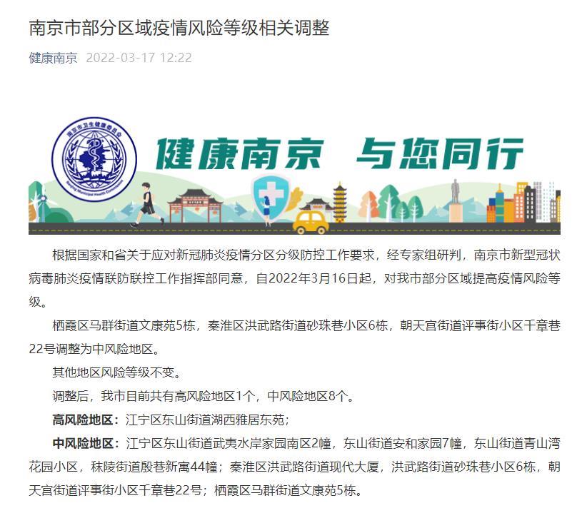 南京有4个高风险区25个中风险区/南京几个高风险地区