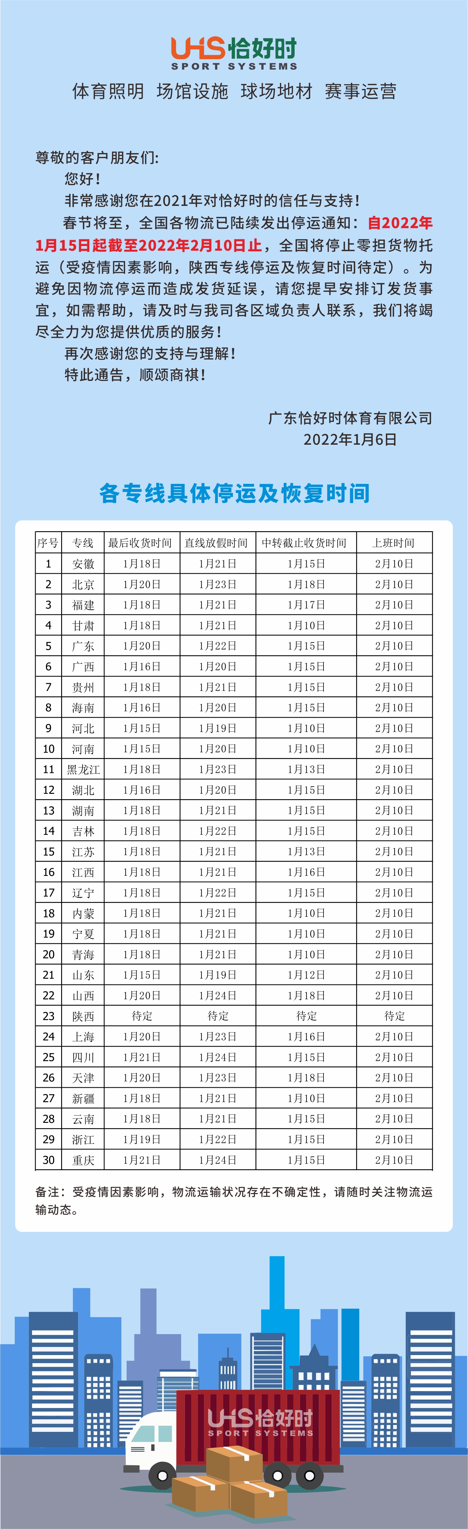 全国物流停运时间表2022(全国物流停运时间表2022年)
