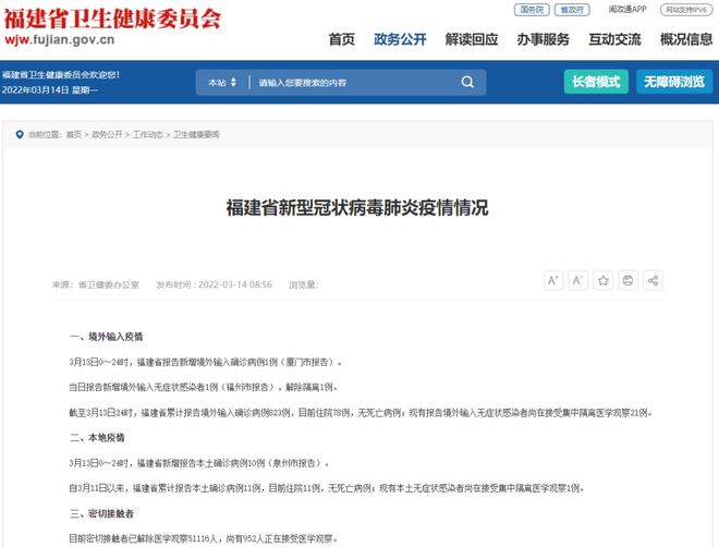 福建新增本土确诊病例10例/福建新增确诊病例15例