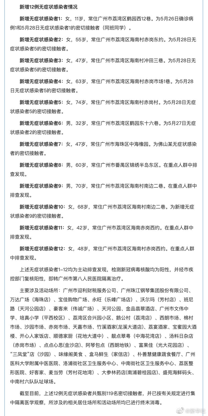 广州12例本土无症状感染者详情.广州新增1例无症状感染？