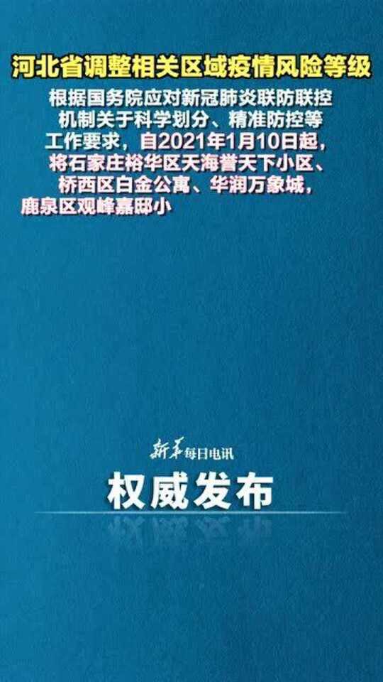 河北2地调为高风险/河北两市升为高风险!