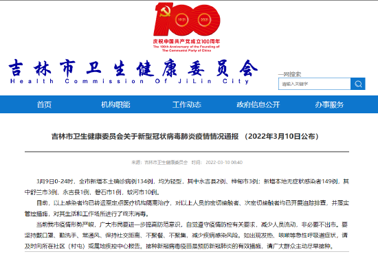 吉林新增本土确诊134例无症状266例/吉林新增13例确诊7例无症状