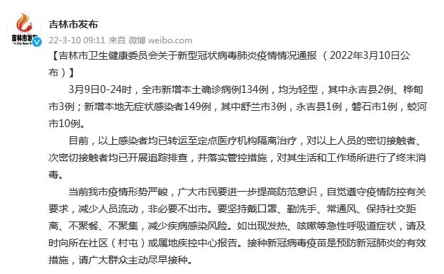 吉林新增本土确诊134例无症状266例/吉林新增13例确诊7例无症状